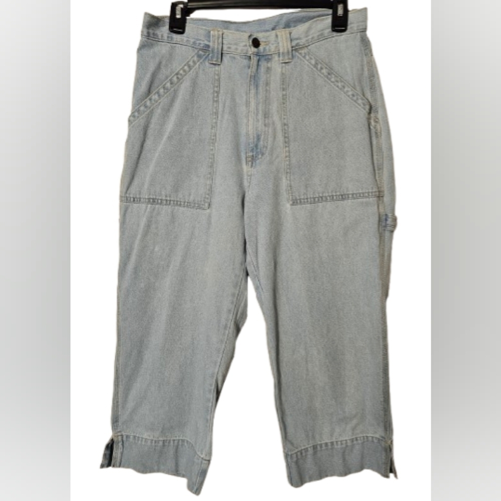 Bill Blass Vintage 90's Light Wash Carpenter Cropped Pants Women's Size 8